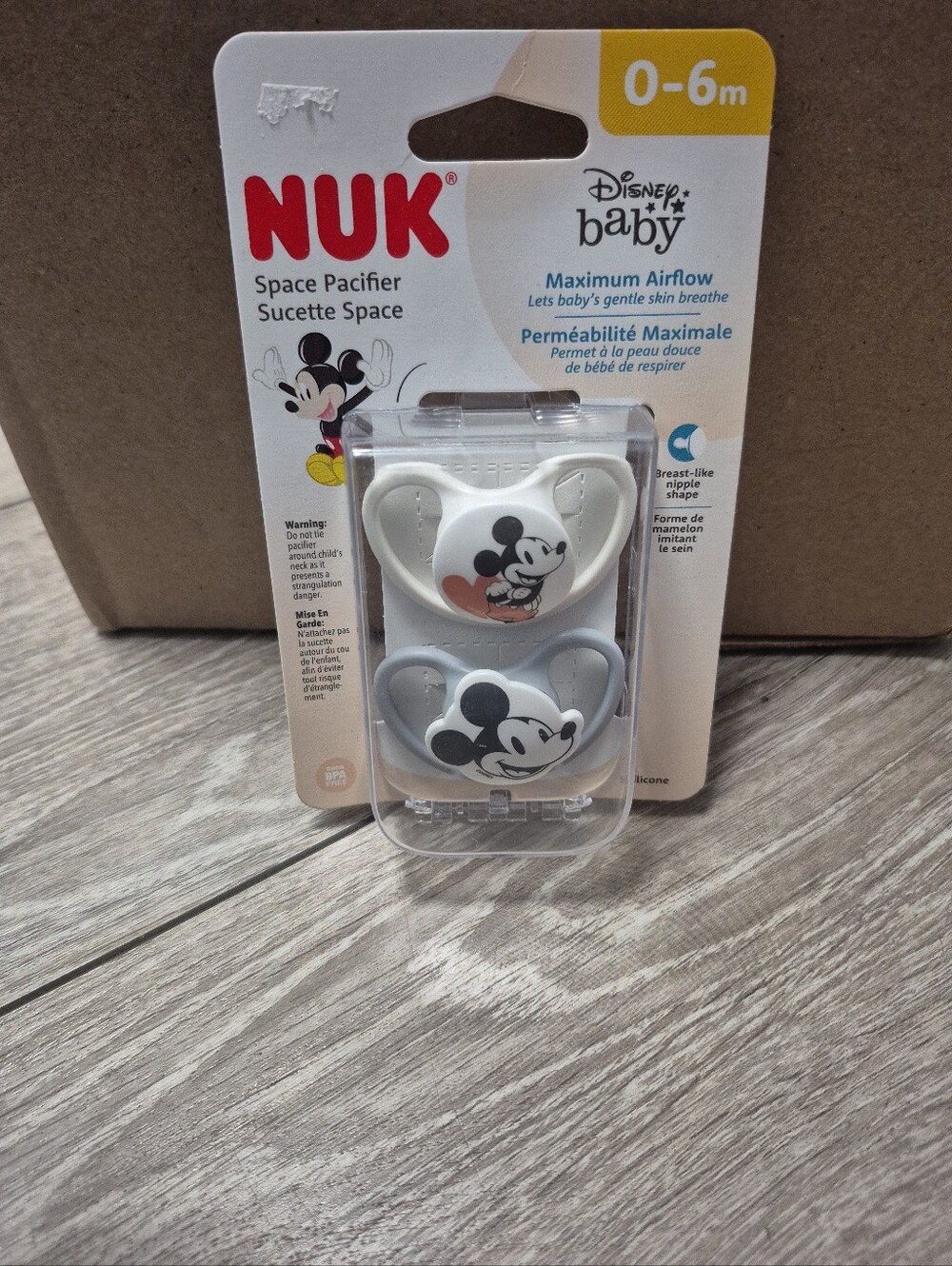 NUK Disney Baby Mickey Mouse Space Pacifier 0-6M - White & Light Gray